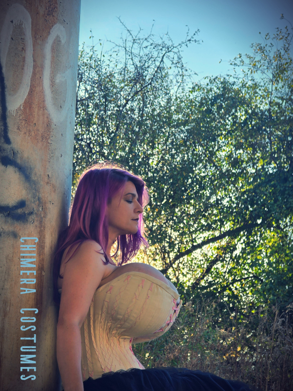 Chimera Costumes handcrafted fitted bodice showing accurate dart placement and full bust adjustment for a D-plus cup silhouette